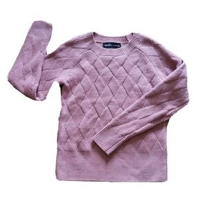 Kendall + Kylie Sweater Women Medium Pink Basketweave Longsleeve Casual Pullover